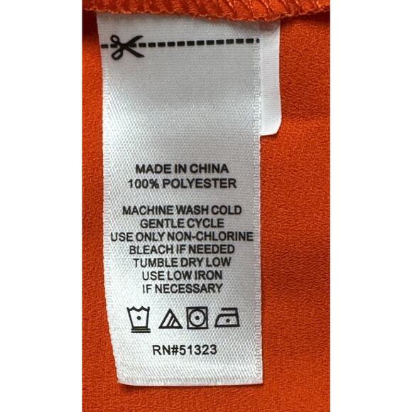 CeCe Blouse Women's Large Orange Ruffled Collar Button-Front Long-Sleeve NEW - Picture 8 of 8